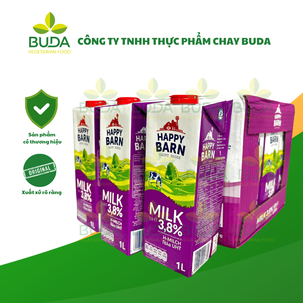 SỮA TƯƠI NGUYÊN KEM HAPPY BARN 3.8% 1L
