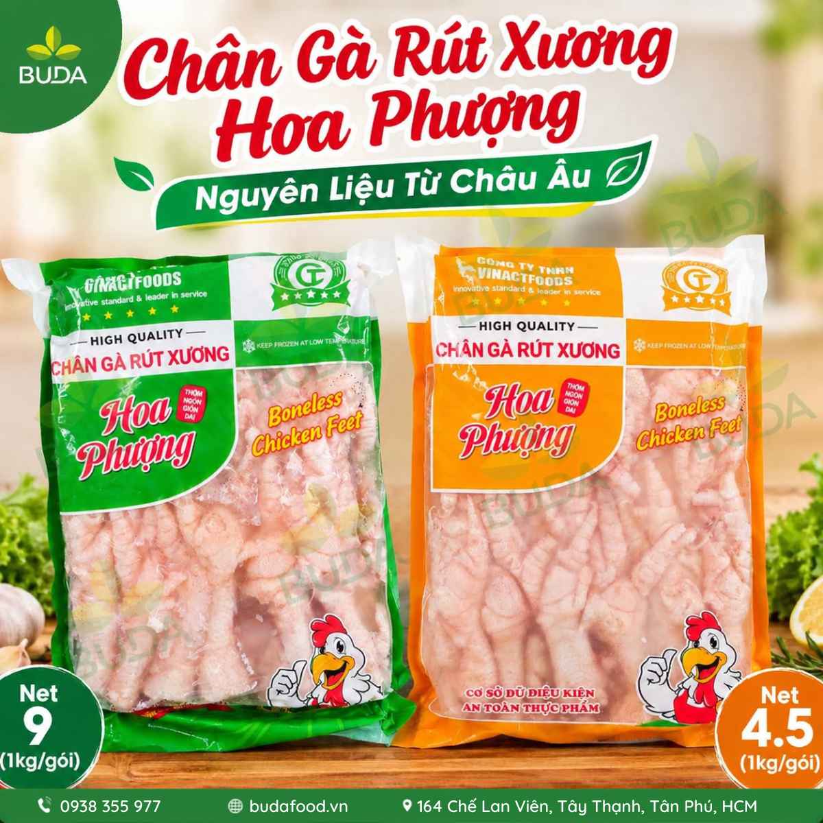 CHÂN GÀ RÚT XƯƠNG HOA PHƯỢNG NET 9 & NET 4.5 – TIỆN LỢI CHO MÓN ĂN NGON TẠI NHÀ, CÓ TẠI THỰC PHẨM BUDA