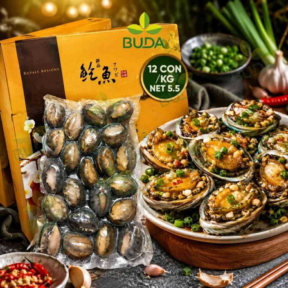 Bào Ngư 22 con/kg Nguyên Vỏ Đông Lạnh Royals Abalone 1Kg/gói NET 5.5 - Cung cấp sỉ & lẻ từ 1 thùng LIÊN HỆ TRỰC TIẾP