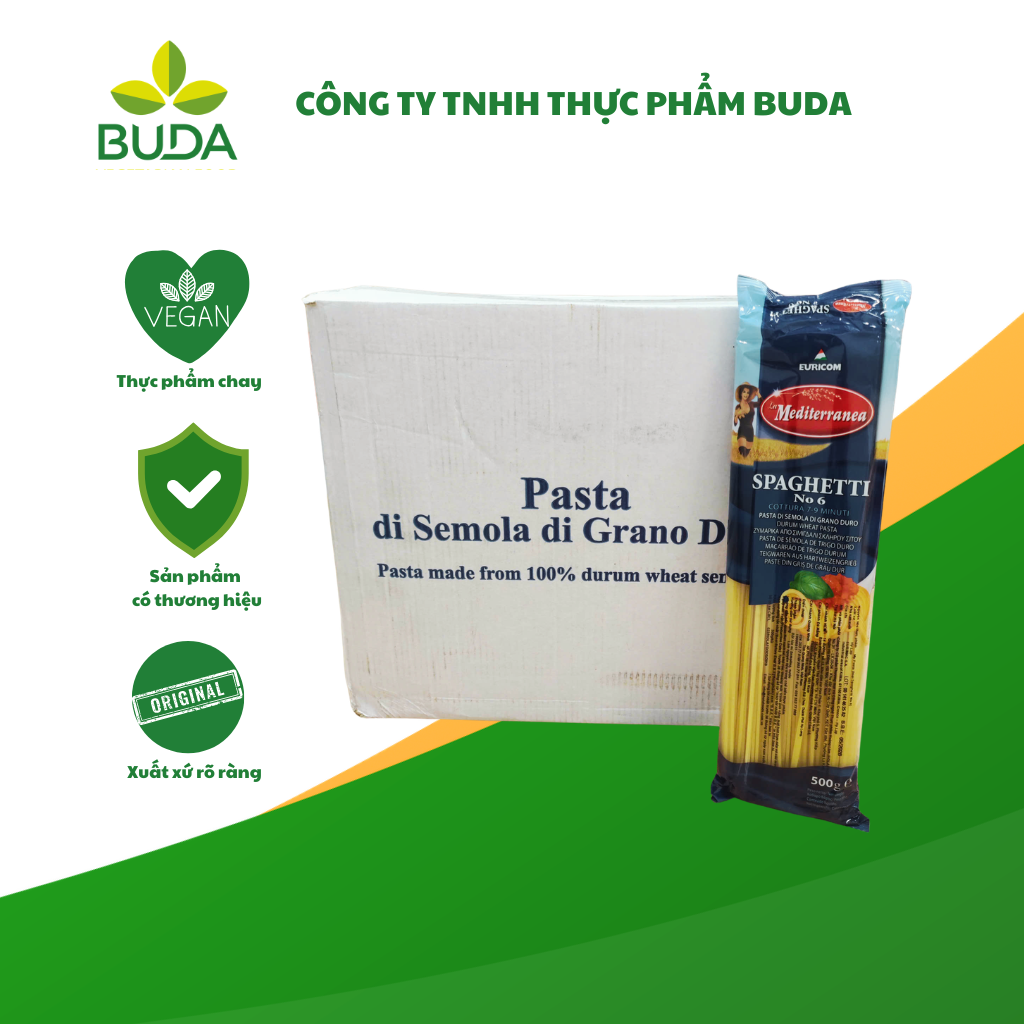 Mì Spaghetti No.6 Mediterranea 500g/gói, xuất xứ Hy Lạp, 24 gói/thùng