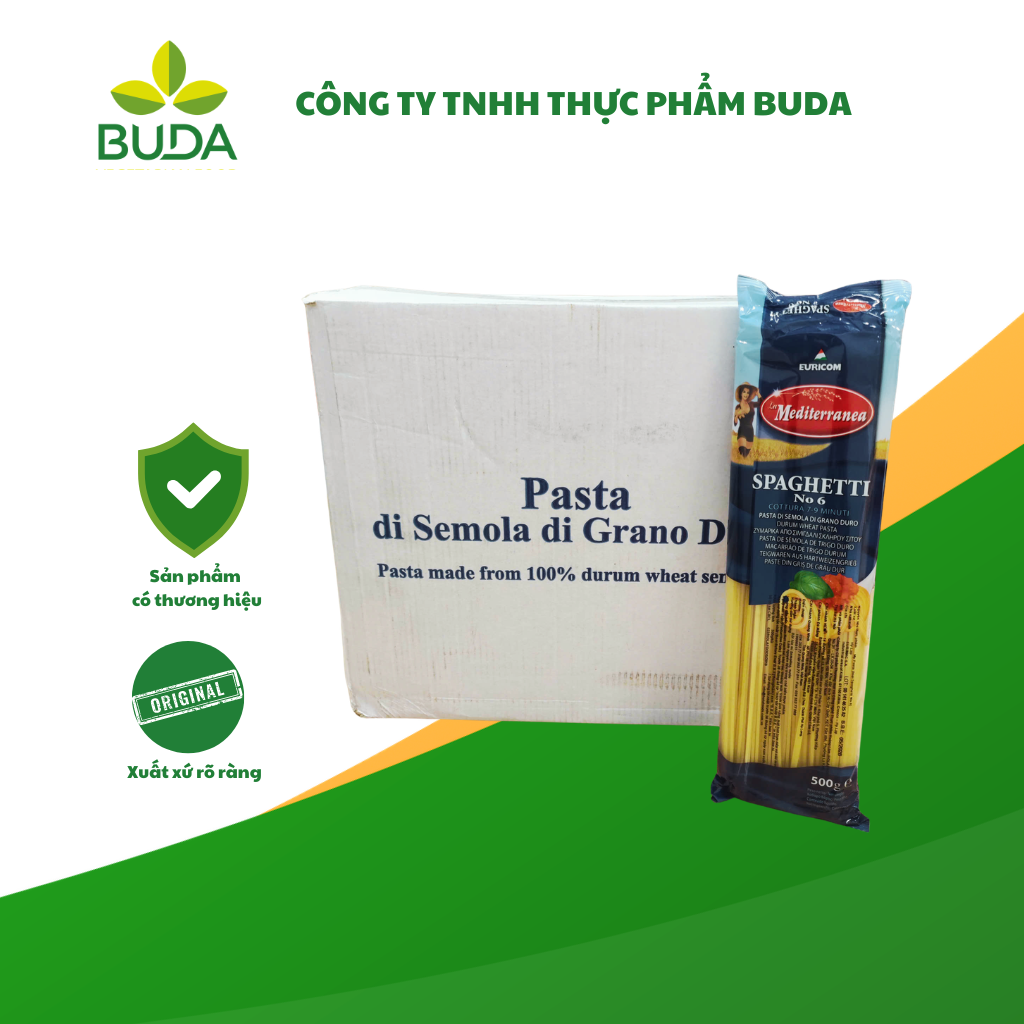 Mì Spaghetti No.6 Mediterranea 500g/gói, xuất xứ Hy Lạp, 24 gói/thùng